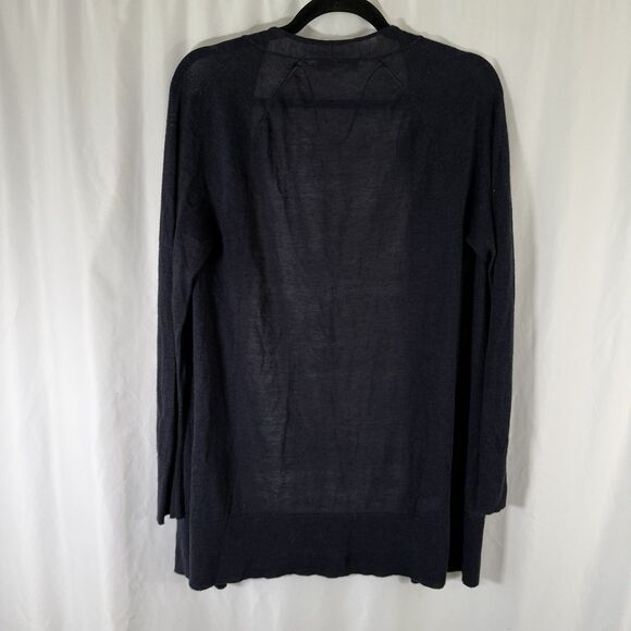 LOFT Cardigan Women's Medium Solid Blue Lightweight Ramie Blend Open Front - Picture 7 of 9